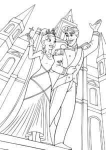 Тиана в компании принца (Тиана) распечатать разукрашку