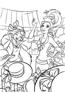 Тиана распечатать раскраску на А4 - Тиана с подружками