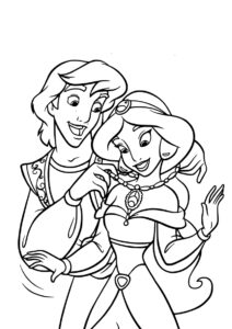 Жасмин бесплатная раскраска распечатать на А4 - Влюблённая парочка