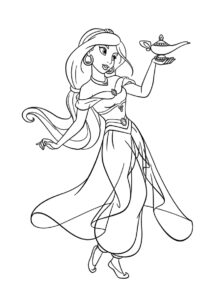 Жасмин и волшебная лампа раскраска распечатать на А4 - Жасмин
