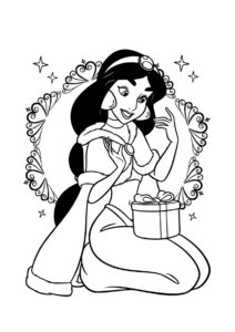 Бесплатная раскраска Подарок для принцессы Жасмин распечатать и скачать - Жасмин