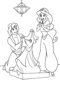Жасмин распечатать раскраску - Подарок от Аладдина