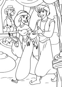 Прогулка по рынку разукрашка скачать и распечатать - Жасмин