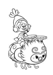 Тролли бесплатная раскраска распечатать на А4 - DJ Звуки за работой