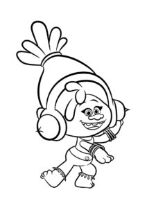 Веселая DJ Звуки (Тролли) бесплатная раскраска