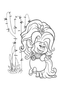 Дикая Дельта рядом с кактусом (Тролли) распечатать бесплатную раскраску