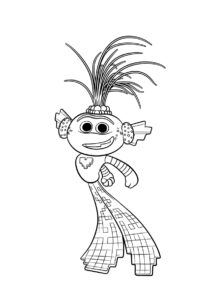 Король Ти-роллекс (Тролли) бесплатная раскраска