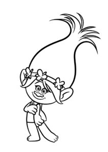 Раскраска Милая Розочка - Тролли