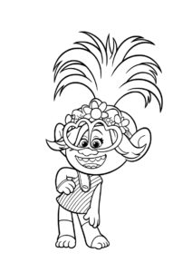 Распечатать раскраску Розочка в забавных очках - Тролли