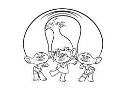 Раскраска Сатинка и Синелька в компании Розочки распечатать на А4 и скачать - Тролли