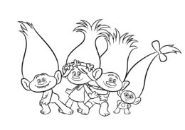 Танец Троллей (Тролли) распечатать раскраску