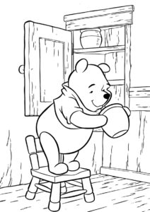 Раскраска В поисках мёда распечатать на А4 и скачать - Винни Пух