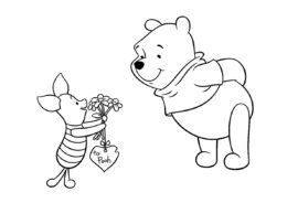 Винни Пух распечатать раскраску - Валентинка от Хрюни