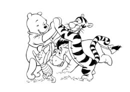 Веселая компания разукрашка скачать и распечатать - Винни Пух