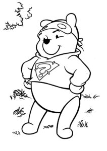 Бесплатная раскраска Винни в роли супергероя распечатать и скачать - Винни Пух