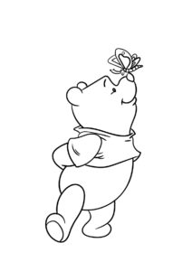 Раскраска Винни и бабочка распечатать на А4 - Винни Пух