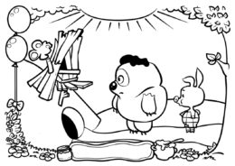 Винни и Пятачок идут в гости разукрашка скачать и распечатать - Винни Пух