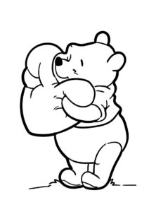 Винни Пух с плюшевым сердечком бесплатная раскраска - Винни Пух