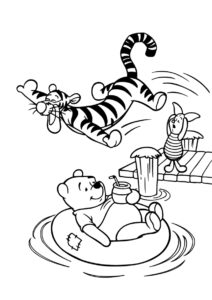 Винни с друзьями на озере - Винни Пух раскраска распечатать на А4