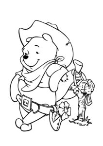 Распечатать раскраску Ковбой Винни Пух - Винни Пух