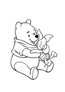 Крепкие объятия Винни Пуха и Хрюни распечатать раскраску - Винни Пух