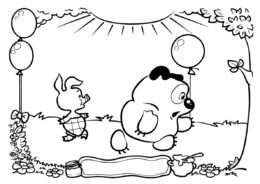 Куда идем мы с Пятачком (Винни Пух) распечатать бесплатную раскраску