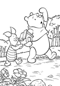 Новенький скворечник бесплатная раскраска - Винни Пух