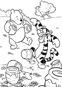 Огромные запасы мёда раскраска распечатать и скачать - Винни Пух