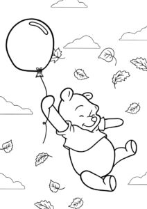 Бесплатная раскраска Осенняя буря распечатать на А4 - Винни Пух