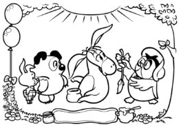 Винни Пух бесплатная разукрашка - Ослик Иа без хвоста