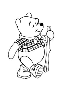 Винни Пух бесплатная разукрашка - Отважный путешественник