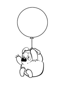 Распечатать раскраску Полёт Пуха на воздушном шарике - Винни Пух