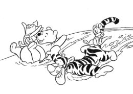 Снежная горка раскраска распечатать на А4 - Винни Пух