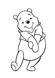 Бесплатная разукрашка для печати и скачивания Стеснительный медведь - Винни Пух