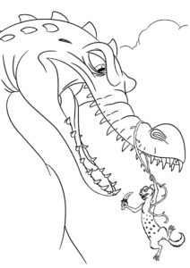 Битва Бака и злобного динозавра распечатать разукрашку бесплатно - Ледниковый период