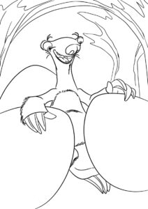 Ледниковый период бесплатная раскраска - Ленивец Сид и яйца динозавра