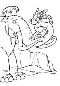 Мэнни и Быстрый Тони (Ледниковый период) разукрашка для печати на А4