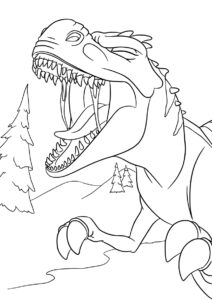 Разъяренный динозавр - Ледниковый период раскраска распечатать на А4