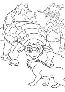 Ледниковый период распечатать раскраску - Саблезубый тигр против динозавра