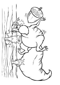 Скрат и ледяная стена распечатать раскраску - Ледниковый период