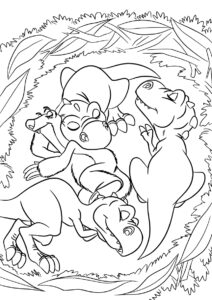 Спящий Сид в компании динозавриков распечатать и скачать раскраску - Ледниковый период