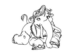 Стильная мамонтиха Элли (Ледниковый период) бесплатная раскраска