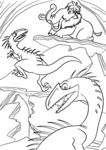 Ледниковый период бесплатная раскраска распечатать на А4 - Элли в беде