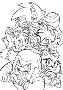 Команда героев раскраска распечатать бесплатно на А4 - Соник