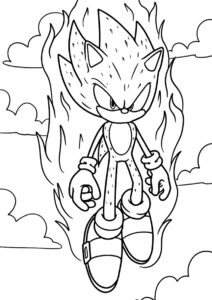 Огненный Соник (Соник) разукрашка для печати на А4