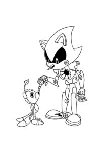 Робосоник и милая игрушка (Соник) бесплатная раскраска на печать