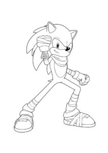 Самоуверенный герой (Соник) распечатать бесплатную раскраску