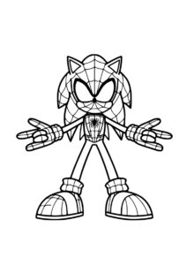 Соник бесплатная раскраска - Соник в костюме Человека-паука