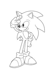 Соник прикрывается от солнца (Соник) бесплатная раскраска