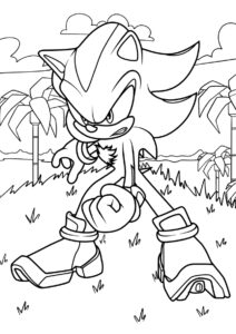 Бесплатная раскраска Шэдоу в ярости - Соник